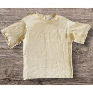 Vintage ANNE KLEIN ll Top 100% Silk Blouse Shoulder Pads Gold Shirt Size 12